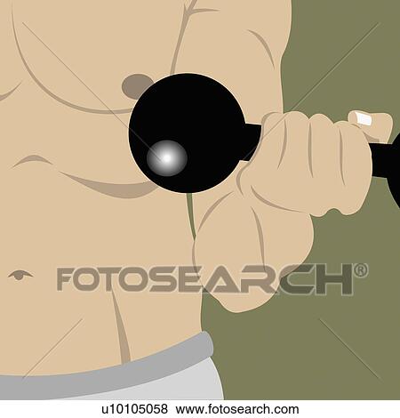 Mid section view of a man exercising with a dumbbell View Large Illustration Stock Illustration - Mid section view of a man exercising with a dumbbell. Fotosearch