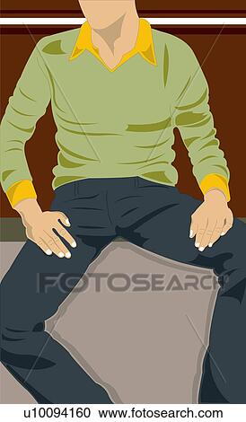 Mid section view of a man sitting View Large Illustration Clipart - Mid section view of a man sitting. Fotosearch