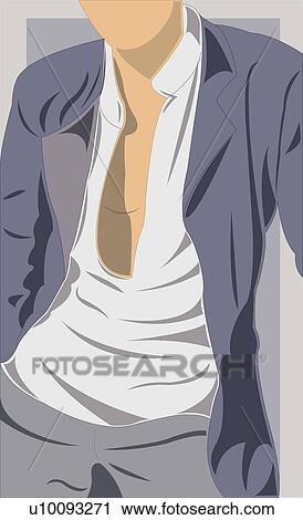Mid section view of a man standing View Large Illustration Clip Art - Mid section view of a man standing. Fotosearch