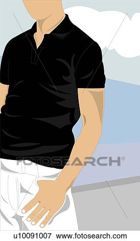 Stock Illustration - Mid section view of a man standing with his hands in his pockets. Fotosearch