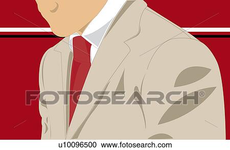 Mid section view of a man wearing a suit and a tie View Large Illustration Clipart - Mid section view of a man wearing a suit and a tie. Fotosearch