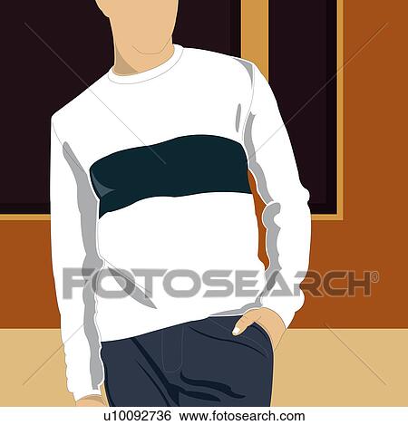 Stock Illustration - Mid section view of a man with his hand in his pocket. Fotosearch