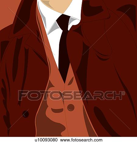 Mid section view of a person wearing a suit and a tie View Large Illustration Clipart - Mid section view of a person wearing a suit and a tie. Fotosearch