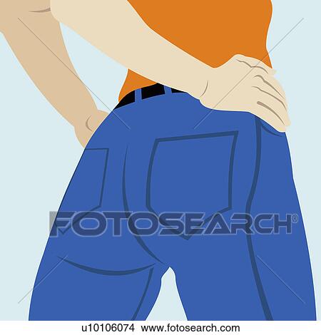 Stock Illustration - Mid section view of a woman standing with arms akimbo. Fotosearch