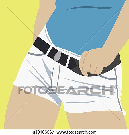Stock Illustration - Mid section view of a woman wearing shorts. Fotosearch