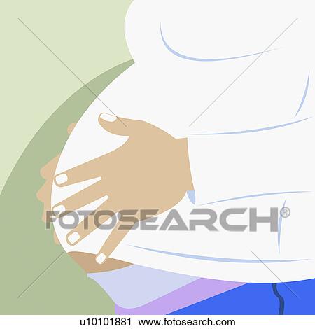 Clip Art - Side profile of a pregnant woman. Fotosearch