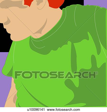 Clip Art - Side profile of a young man thinking. Fotosearch