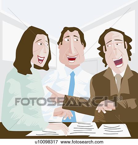 Businessman pointing at his colleagues and laughing View Large Illustration Stock Illustration - Businessman pointing at his colleagues and laughing. Fotosearch
