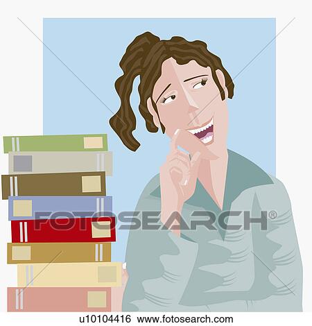 Close-up of a young woman laughing and looking away View Large Illustration Stock Illustration - Close-up of a young woman laughing and looking away. Fotosearch