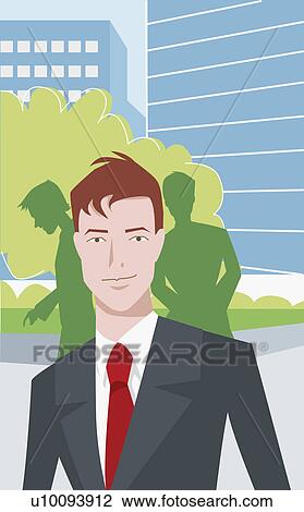 Drawing - Portrait of a businessman smirking. Fotosearch