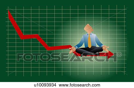 Stock Illustration - Businessman meditating on a line graph. Fotosearch