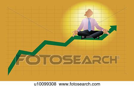 Businessman meditating on a line graph View Large Illustration Stock Illustration - Businessman meditating on a line graph. Fotosearch