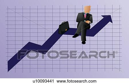 Businessman sitting on a line graph with a briefcase View Large Illustration Clip Art - Businessman sitting on a line graph with a briefcase. Fotosearch