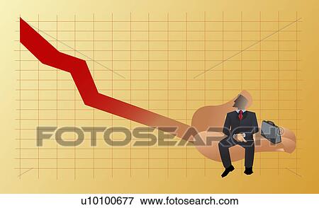 Stock Illustration - Businessman sitting on a line graph. Fotosearch