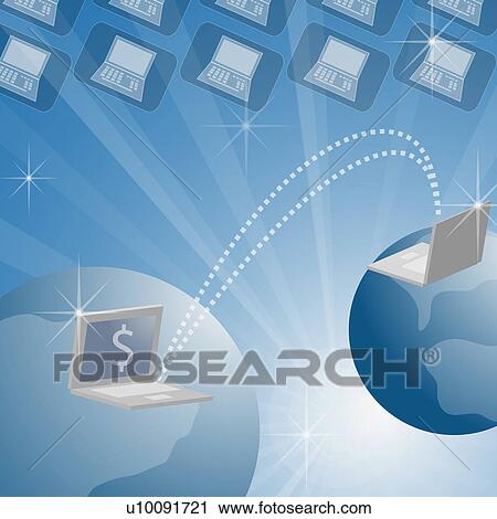 Close-up of a dollar sign displayed on a laptop screen View Large Illustration Clip Art - Close-up of a dollar sign displayed on a laptop screen. Fotosearch