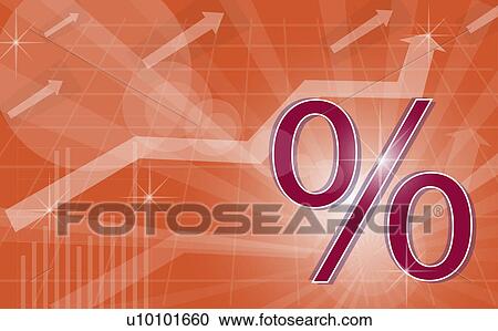 Clipart - Close-up of a percentage sign and arrows. Fotosearch
