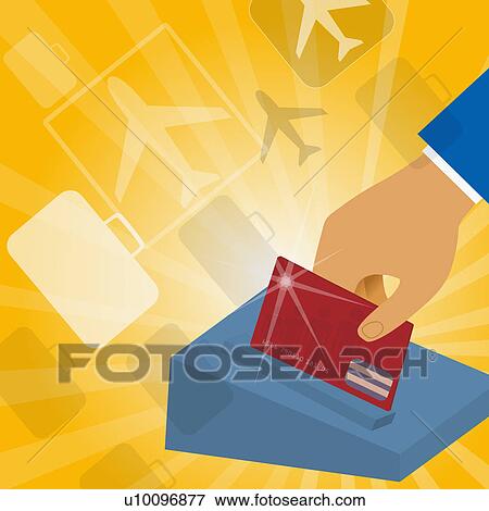 Stock Illustration - Close-up of a person's hand swiping a credit card. Fotosearch