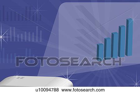 Stock Illustration - Close-up of a projector showing a bar graph. Fotosearch