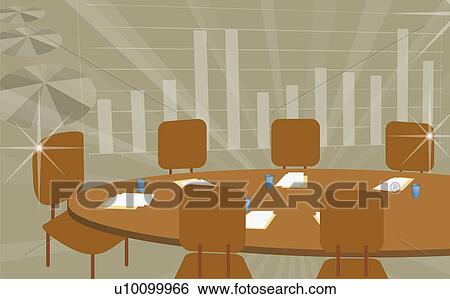 High angle view of glasses and documents on a conference table View Large Illustration Stock Illustration - High angle view of glasses and documents on a conference table. Fotosearch