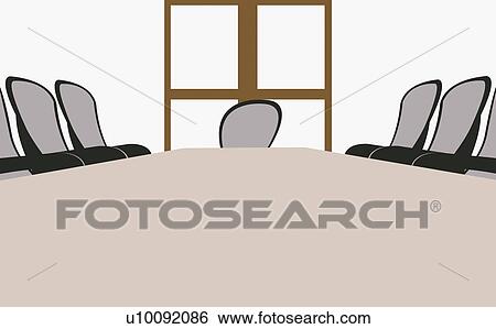 テーブル そして 椅子 中に 空 会議室 イラスト U Fotosearch