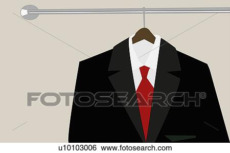 Close-up of a business suit on a hanger View Large Illustration Stock Illustration - Close-up of a business suit on a hanger. Fotosearch