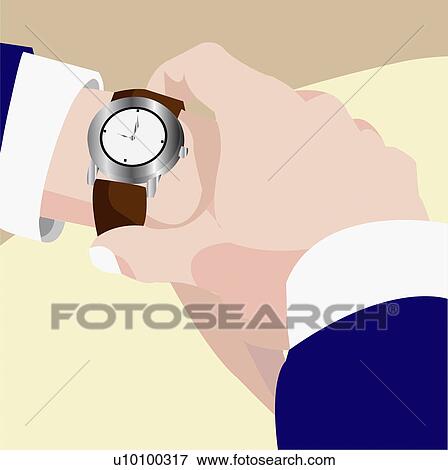 Stock Illustration - Close-up of a businessman checking the time. Fotosearch