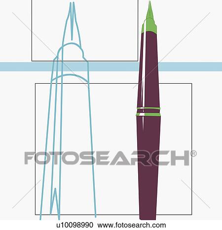 Close-up of a fountain pen View Large Illustration Clipart - Close-up of a fountain pen. Fotosearch