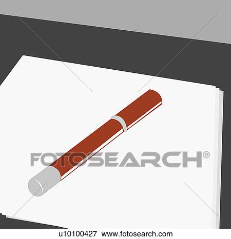 Close-up of a pen on paper View Large Illustration Stock Illustration - Close-up of a pen on paper. Fotosearch