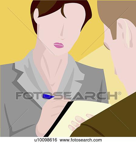 Close-up of a secretary writing on a notepad View Large Illustration Stock Illustration - Close-up of a secretary writing on a notepad. Fotosearch