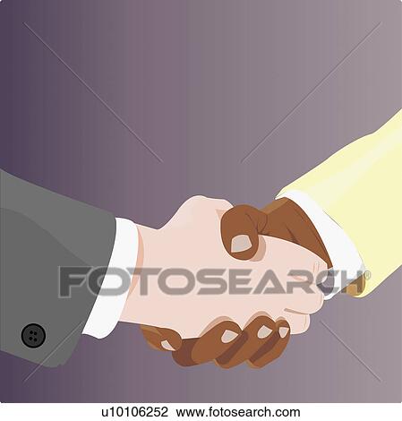 Close-up of two businessmen shaking hands View Large Illustration Drawing - Close-up of two businessmen shaking hands. Fotosearch