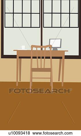 Stock Illustration - Computer monitor and a cup on a table. Fotosearch