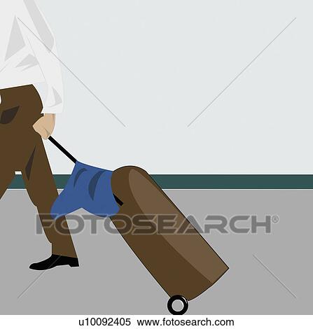 Stock Illustration - Side profile of a businessman pulling a suitcase. Fotosearch