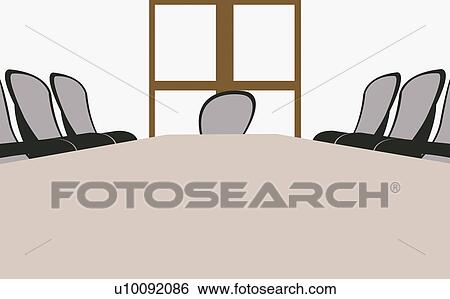 Stock Illustration - Table and chairs in an empty conference room. Fotosearch