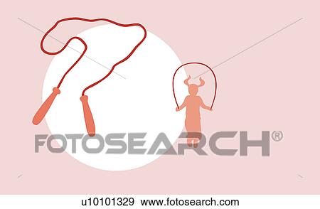 Close-up of a jump rope with a girl jumping rope in the background View Large Illustration Stock Illustration - Close-up of a jump rope with a girl jumping rope in the background. Fotosearch