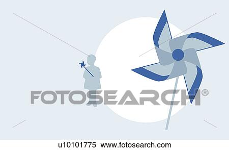 Close-up of a pin wheel with the silhouette of a child playing with a pinwheel in the background View Large Illustration Stock Illustration - Close-up of a pin wheel with the silhouette of a child playing with a pinwheel in the background. Fotosearch