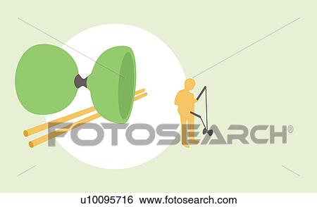 Stock Illustration - Close-up of a toy with the silhouette of a boy playing in the background. Fotosearch