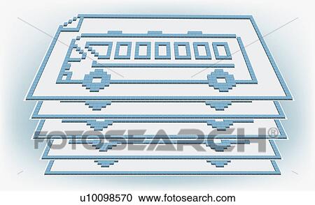 Bus drawn on sheets of paper View Large Illustration Clipart - Bus drawn on sheets of paper. Fotosearch