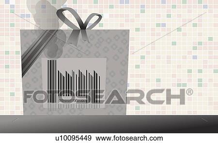 Stock Illustration - Close-up of a bar code on a shopping bag. Fotosearch