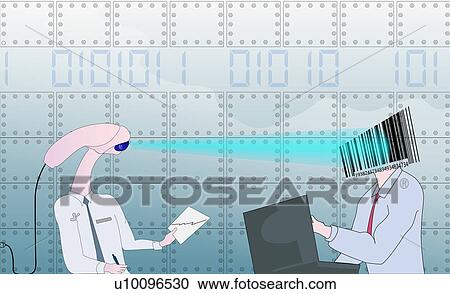 Clipart - Close-up of an alien and a person face to face. Fotosearch
