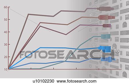 Clipart - Close-up of USB cables in a graph pattern. Fotosearch