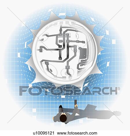 Clip Art - High angle view of a businessman holding a briefcase. Fotosearch