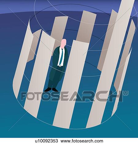 High angle view of a businessman surrounded by bar graph View Large Illustration Drawing - High angle view of a businessman surrounded by bar graph. Fotosearch