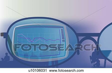 Reflection of a visual screen on eyeglasses View Large Illustration Clip Art - Reflection of a visual screen on eyeglasses. Fotosearch