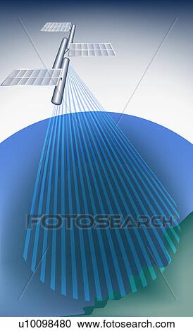 Clipart - Satellite above a planet. Fotosearch