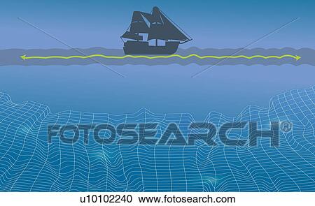 Clipart - Silhouette of a sailboat in the sea. Fotosearch