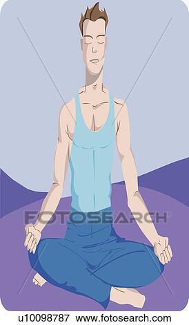 Close-up of a young man meditating View Large Illustration Stock Illustration - Close-up of a young man meditating. Fotosearch