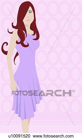 Close-up of a young woman standing View Large Illustration Clipart - Close-up of a young woman standing. Fotosearch