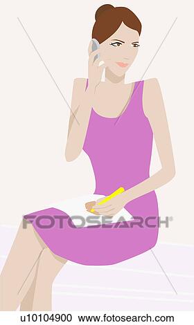 Close-up of a young woman using a mobile phone View Large Illustration Clipart - Close-up of a young woman using a mobile phone. Fotosearch