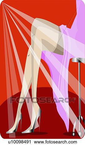 Clip Art - Light streaks falling on a woman's legs. Fotosearch