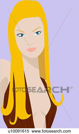 Stock Illustration - Portrait of a young woman. Fotosearch
